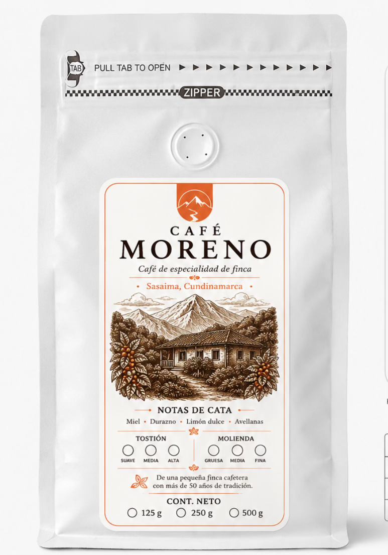 Empaque original de Café Moreno, presentación de 500 g