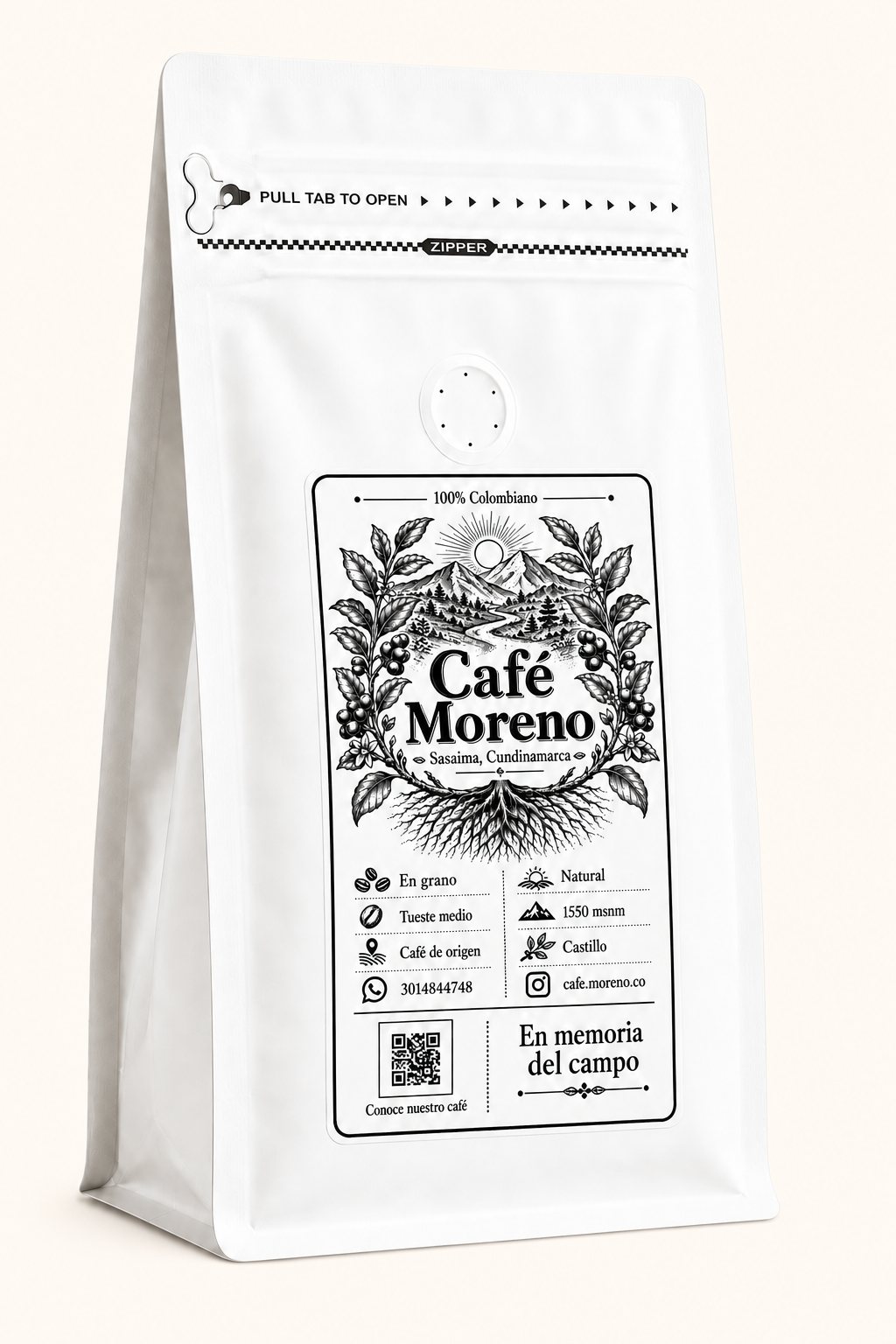 Paquete de cinco libras de Café Moreno Natural en grano